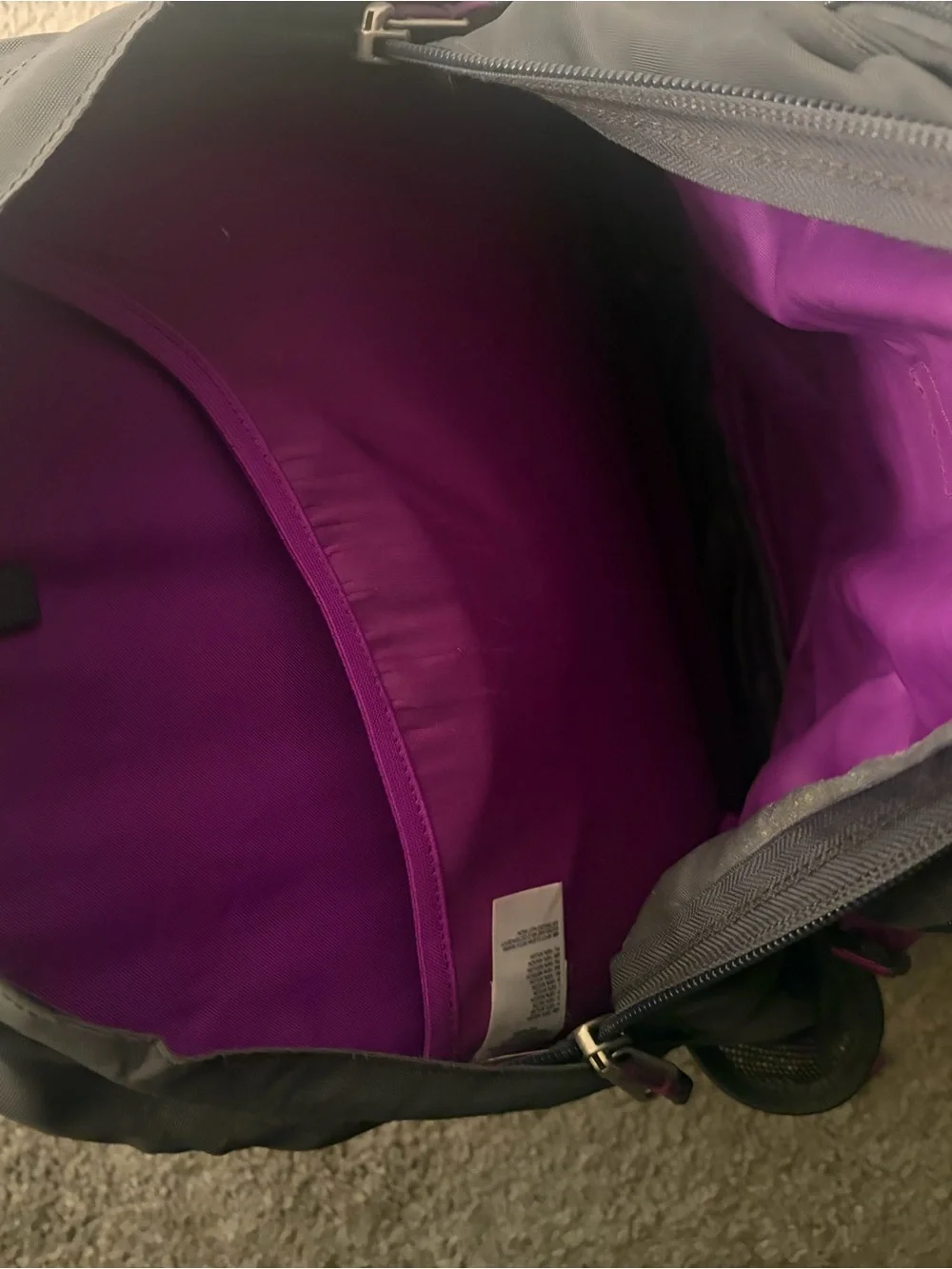 The North Face Black Backpack with Purple Accents